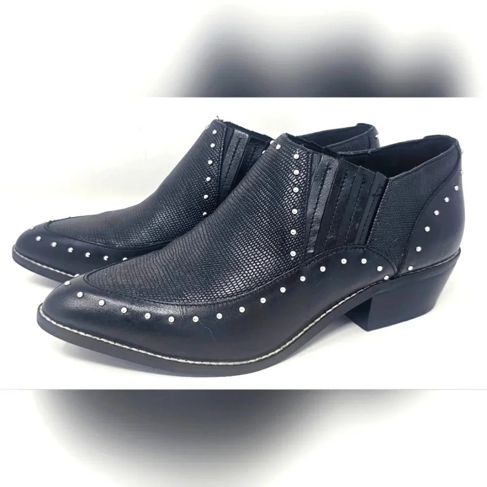 Crown Vintage Leather Studded Black Kavita Booties Size 6-NWOT